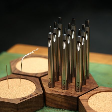 KS Blade Punch (Silver) Set + Walnut Wooden Tool Rack 單孔圓沖