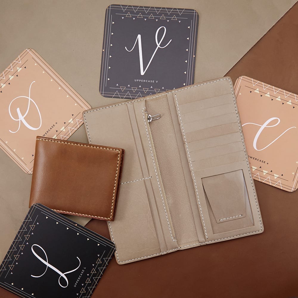 皮革 x 情侣专属黄铜模具。手缝材料包钱包套装B。 SPS011