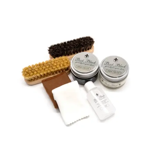 [4971671194663] COLUMBUS Boot Black Silver Line  Shoe Care Set